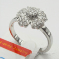 Flower CZ Ring Micro Pave 925 Silver Couple Ring